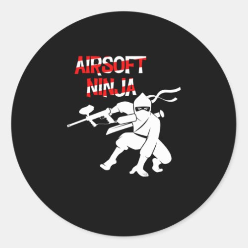 Airsoft Ninja Paintball Player Paintball Marker Gi Classic Round Sticker