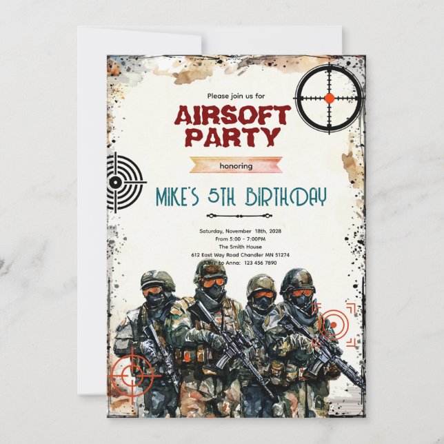 Airsoft Party Invitation (Front)