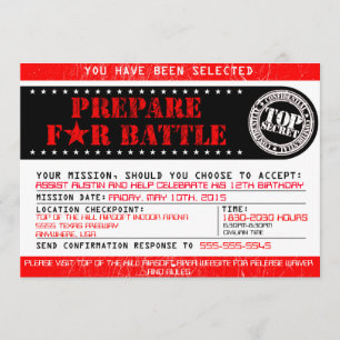 Airsoft 'Prepare for Battle' 5x7 Invitation