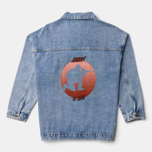 Airsoft Shadow In A Red Circle  Denim Jacket