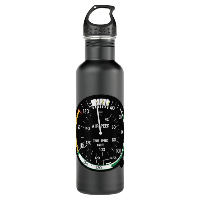 Airspeed Altimeter Instrument Flight Pilot Aviatio Stainless Steel Water Bottle (Front)