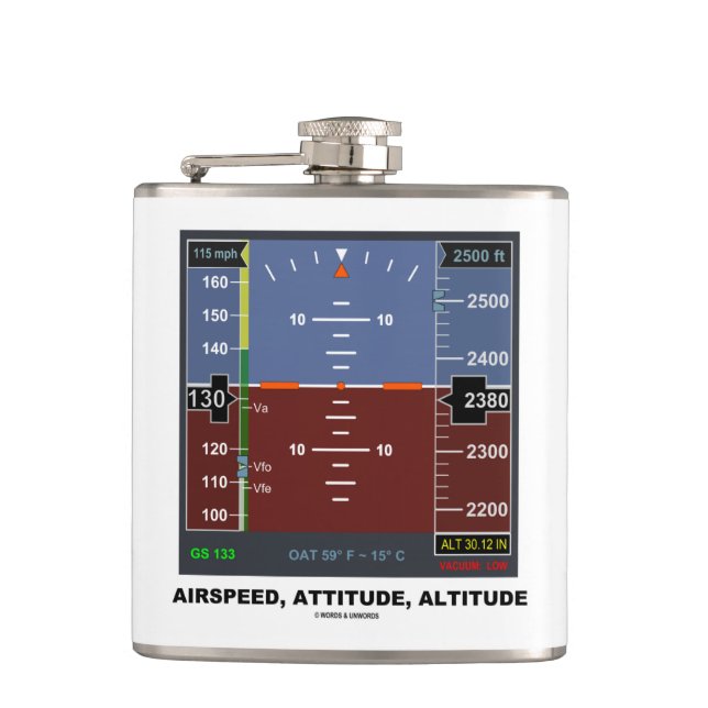 Airspeed Attitude Altitude Electronic Flight EFIS Hip Flask (Front)