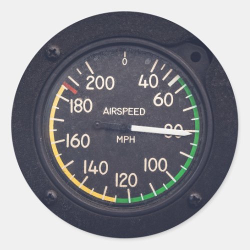 Airspeed Gage Classic Round Sticker