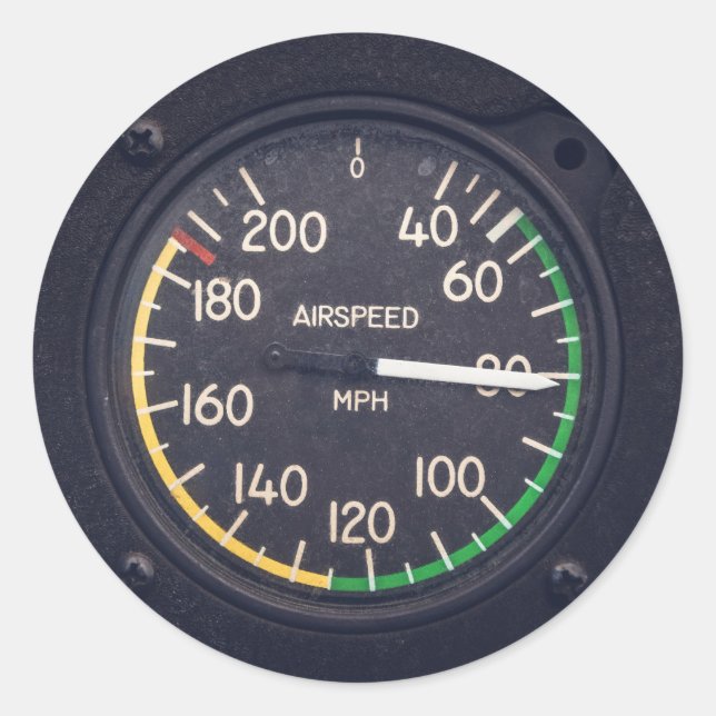Airspeed Gage Classic Round Sticker (Front)