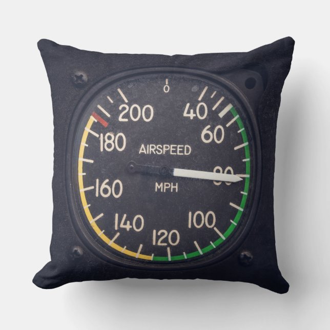Airspeed Gauge Throw Pillow (Front)