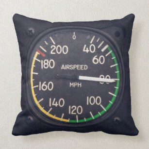 Airspeed Gauge Throw Pillow