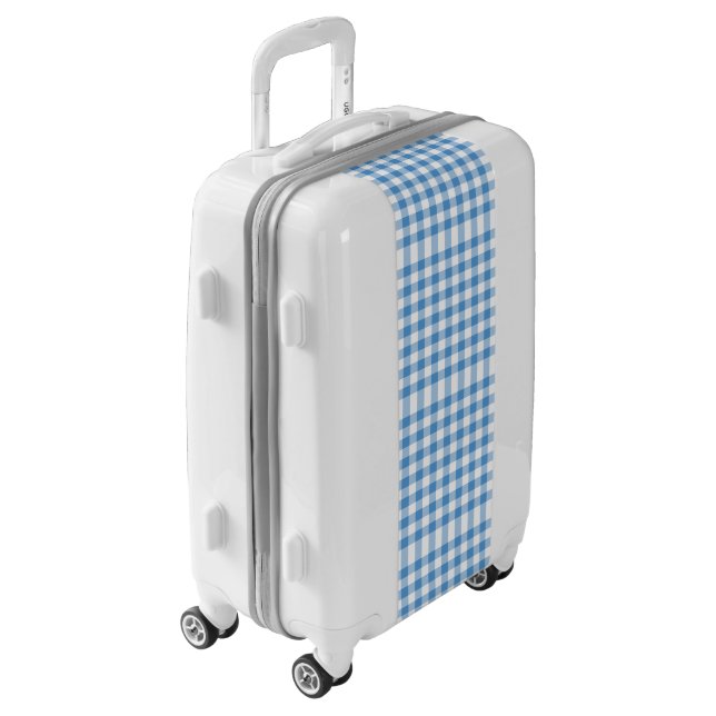 Airy Baby Blue and White Gingham Plaid Luggage (Rotated Left)