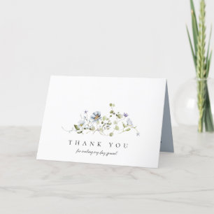 Airy Blue Floral   Bridal Shower Photo Letterpress Thank You Card