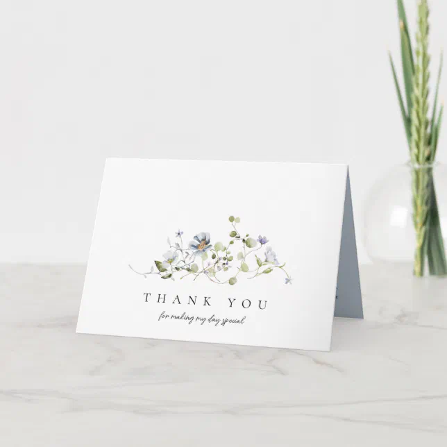 Airy Blue Floral | Bridal Shower Photo Thank You Card | Zazzle
