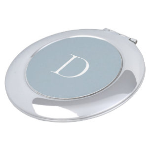 Airy Blue Initial Simple Bridesmaid Gift  Compact Mirror