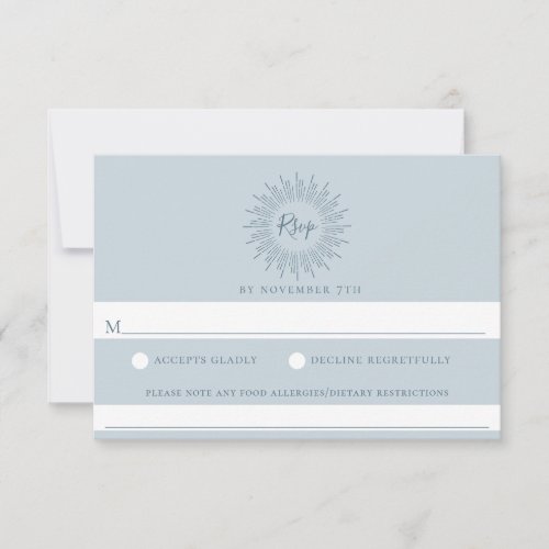 Airy Blue Sunburst Wedding Food Allergy RSVP