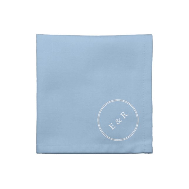 Airy Blue with White Wedding Detail Cloth Napkin (Quarter Fold)