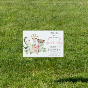 Airy Blush Animals Drive-By Shower Yard Sign