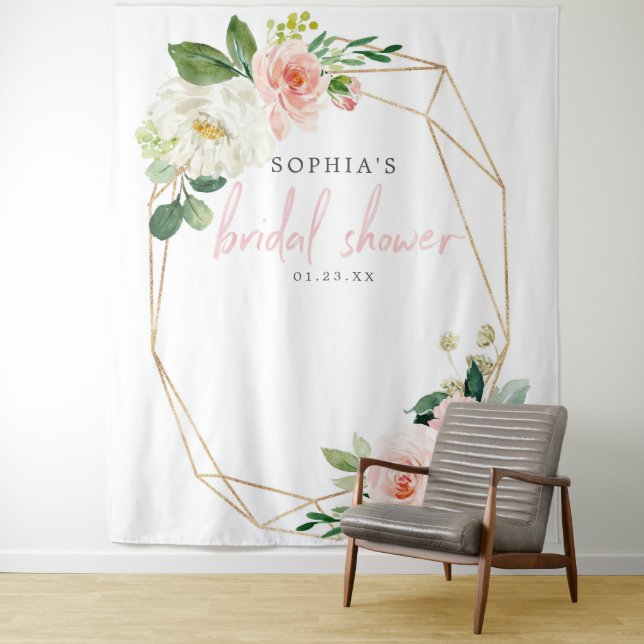 Airy Blush Bridal Shower Backdrop Photo Booth (In Situ)