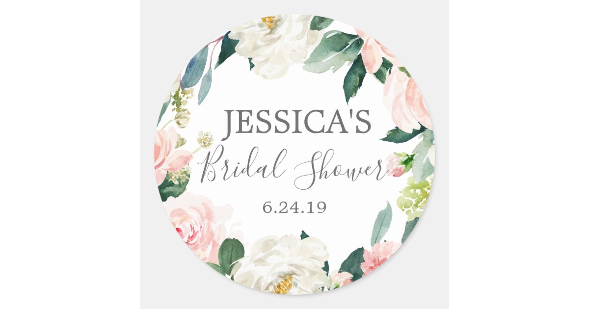 Airy Blush Bridal Shower Favor Stickers | Zazzle