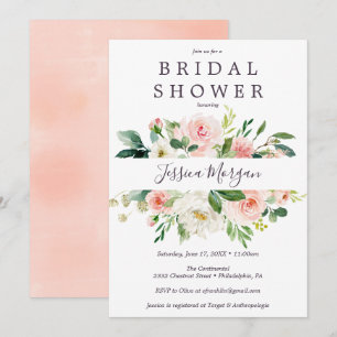 Airy Blush Bridal Shower Invitations Card