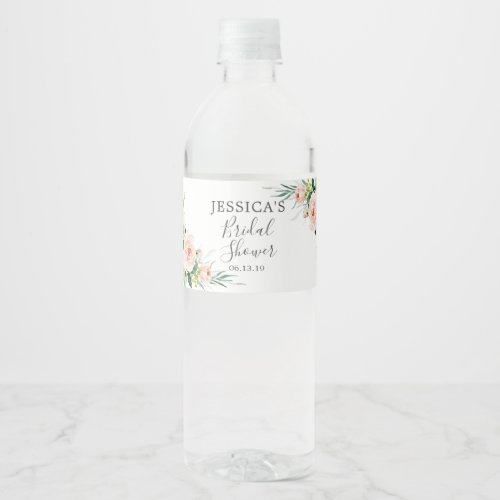 Airy Blush Bridal Shower Water Bottle Label