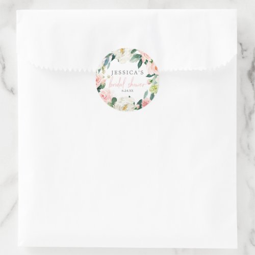 Airy Blush Floral Bridal Shower Favor Stickers