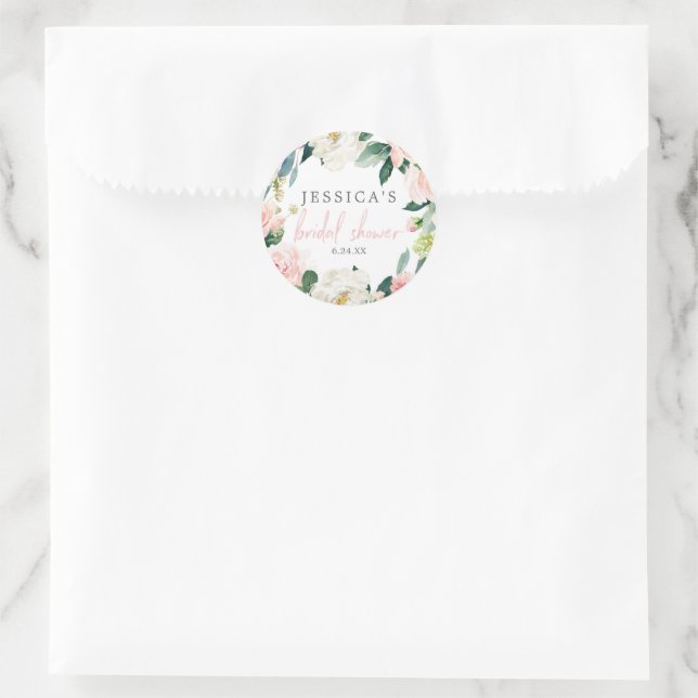 Airy Blush Floral Bridal Shower Favor Stickers (Bag)