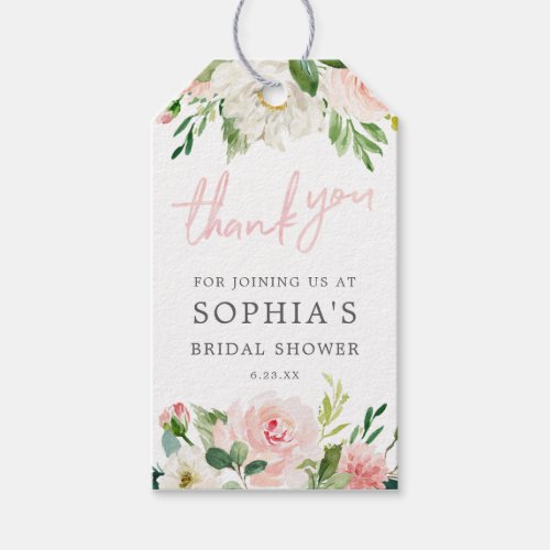 Airy Blush Floral Bridal Shower Favor Tags