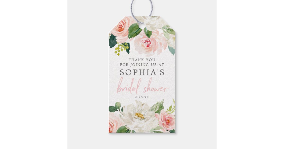 Airy Blush Floral Bridal Shower Favor Tags | Zazzle