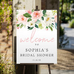 Airy Blush Floral Bridal Shower Welcome Sign<br><div class="desc">Celebrate the Bride-to-be with this beautiful bridal shower welcome foam board sign! Easily edit the name and date!

See the entire collection for more matching items!</div>