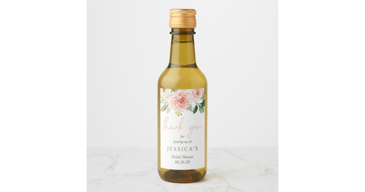 Airy Blush Mini Wine Bottle Label | Zazzle