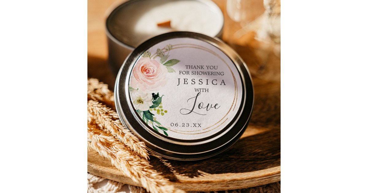 Airy Blush Shower Favor Sticker | Zazzle