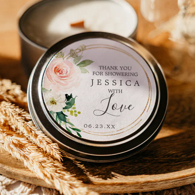 Airy Blush Shower Favor Sticker | Zazzle