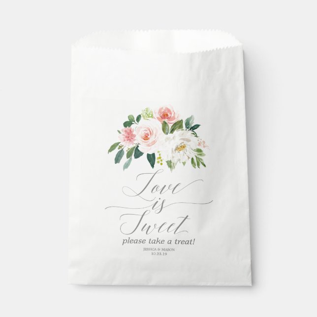Airy Blush Wedding Favor Bag Love is Sweet (Front)
