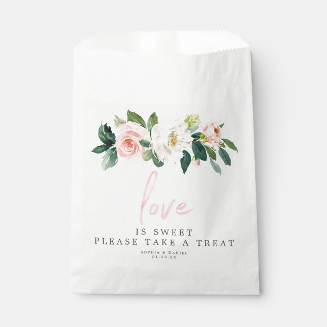 Airy Blush Wedding Favor Bag Love is Sweet (Front)