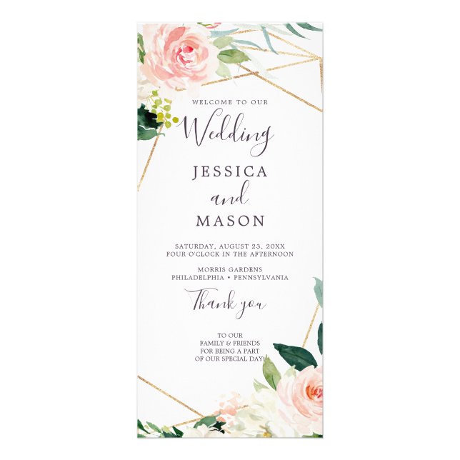 Airy Blush Wedding Program - Ceremony Program (Front)