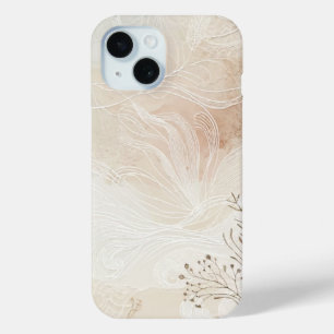 Airy Bohemian Botanical Floral String Art Design iPhone 15 Case