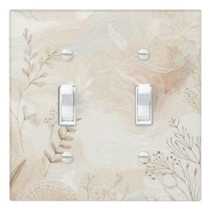 Airy Bohemian Botanical Floral String Art Design Light Switch Cover