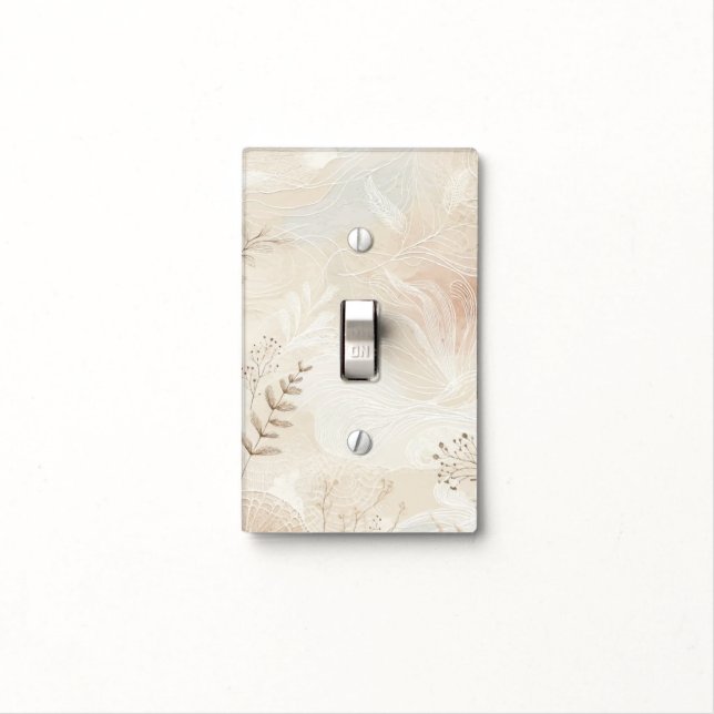 Airy Bohemian Botanical Floral String Art Design Light Switch Cover (In Situ)