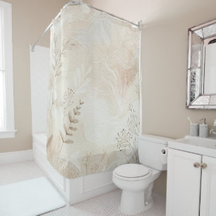 Airy Bohemian Botanical Floral String Art Design Shower Curtain