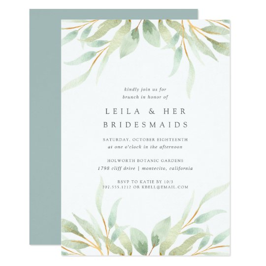 airy botanical bridesmaids brunch invitation zazzle com