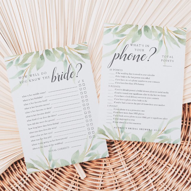 Airy Botanical Double-Sided Bridal Shower Game Invitation (Creator Uploaded)