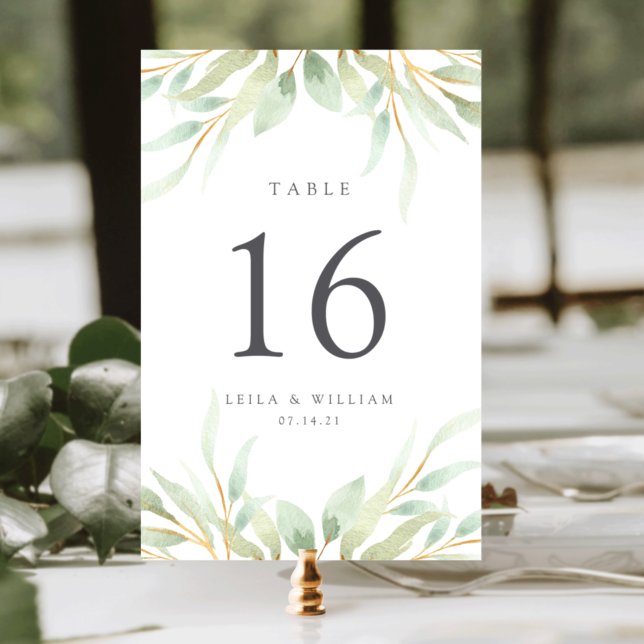 Airy Botanical Personalized Table Number Card (Creator Uploaded)