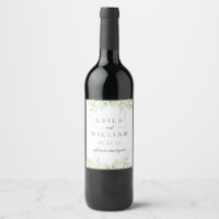 Airy Botanical | Personalized Wedding Wine Label