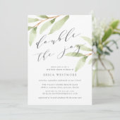 Airy Botanical Twin Baby Shower Invitation (Standing Front)