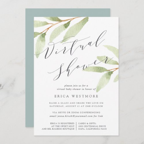Airy Botanical Virtual Bridal or Baby Shower Invitation