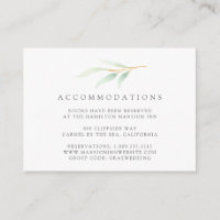 Airy Botanical Wedding Hotel Accommodation Cards