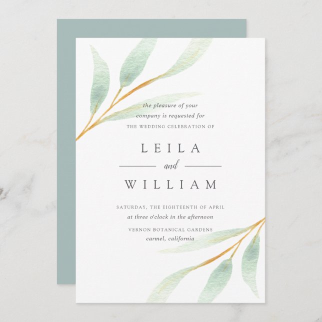 Airy Botanical | Wedding Invitation (Front/Back)