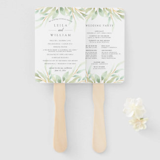 Airy Botanical Wedding Program Hand Fan