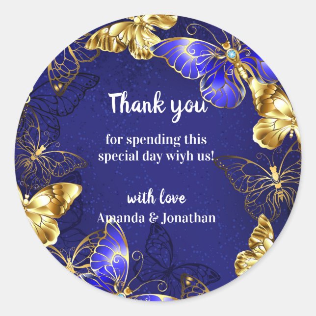 Airy Butterfly Thank You Wedding Favor Sticker (Front)