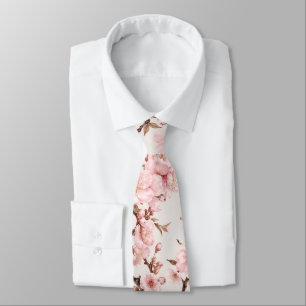 Airy Cherry Blossom Botanical Art Neck Tie