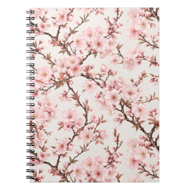 Airy Cherry Blossom Botanical Art Notebook (Front)
