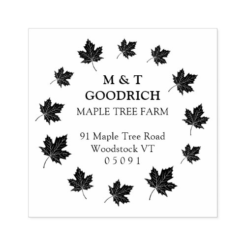 Airy Circle of Maple Leaves Return Address  Rubber Stamp