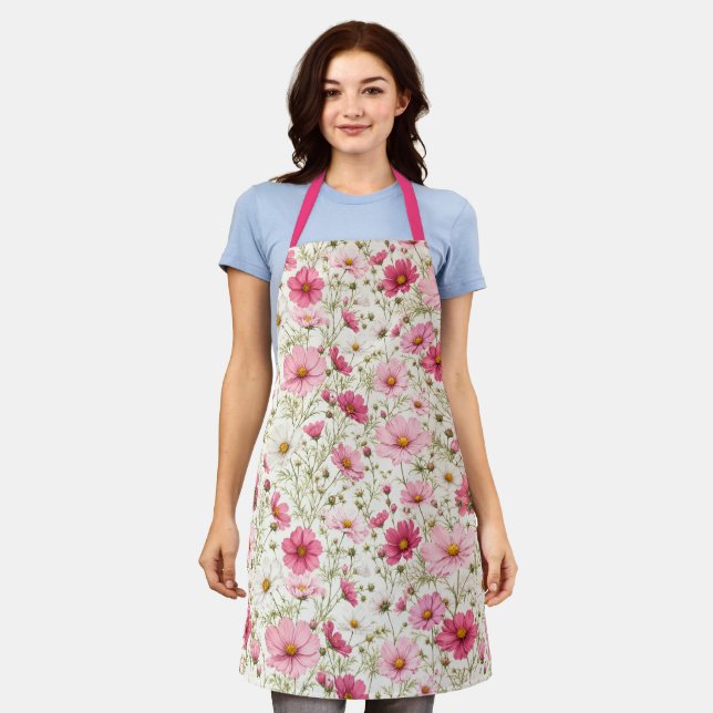 Airy Cosmos Flower Stems Apron (Worn)